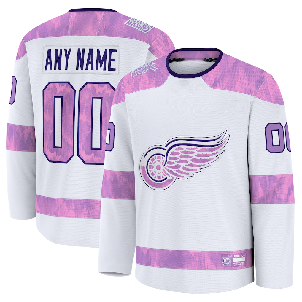 Fenge Custom D.Red wings White 2024 Hockey Fights Cancer Practice Jerseys