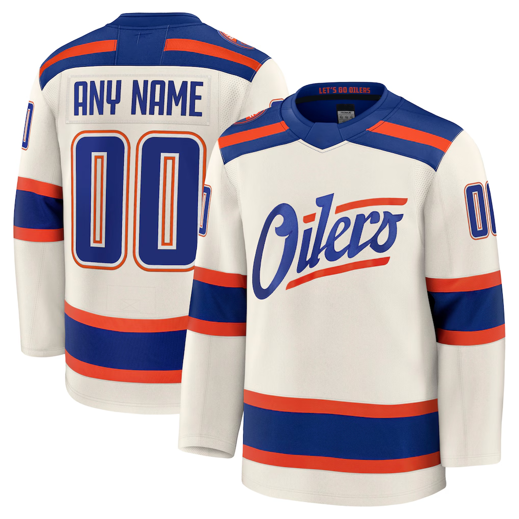 Fenge Custom E.Oilers Light Beige Alternate Premium Jerseys