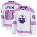 Fenge Custom E.Oilers White 2024 Hockey Fights Cancer Practice Jerseys