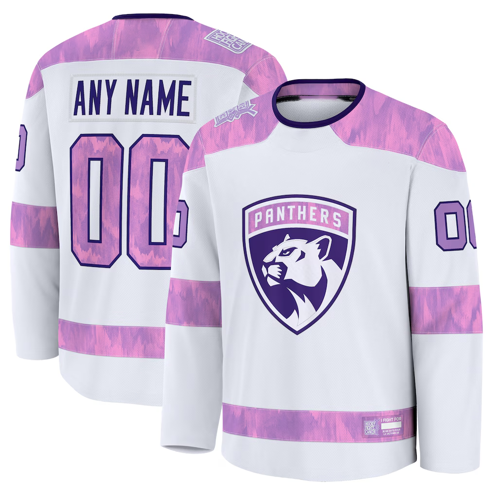 Fenge Custom F.Panthers White 2024 Hockey Fights Cancer Practice Jerseys