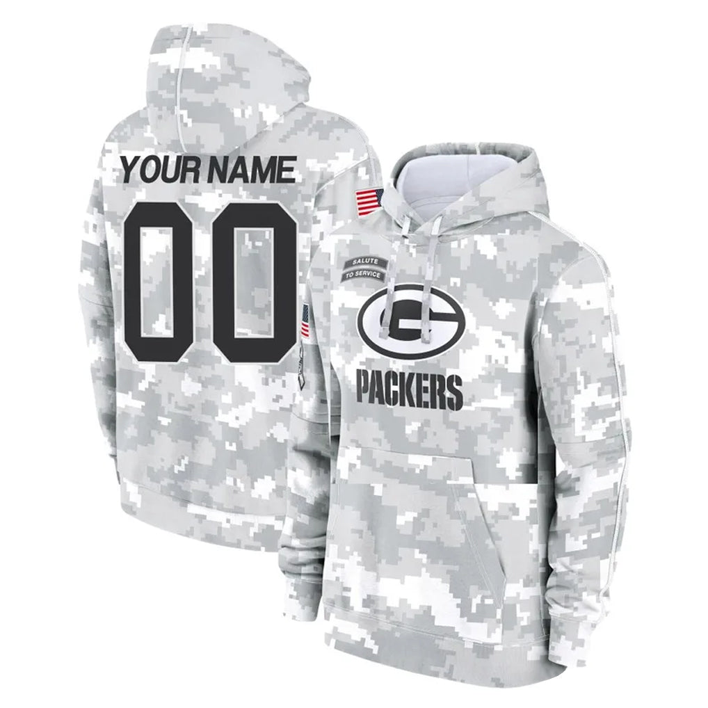 Fenge Custom GB.Packers Arctic Camo Salute to Service Hoodies Limited Game Any Name & Numbers Stitched Jerseys
