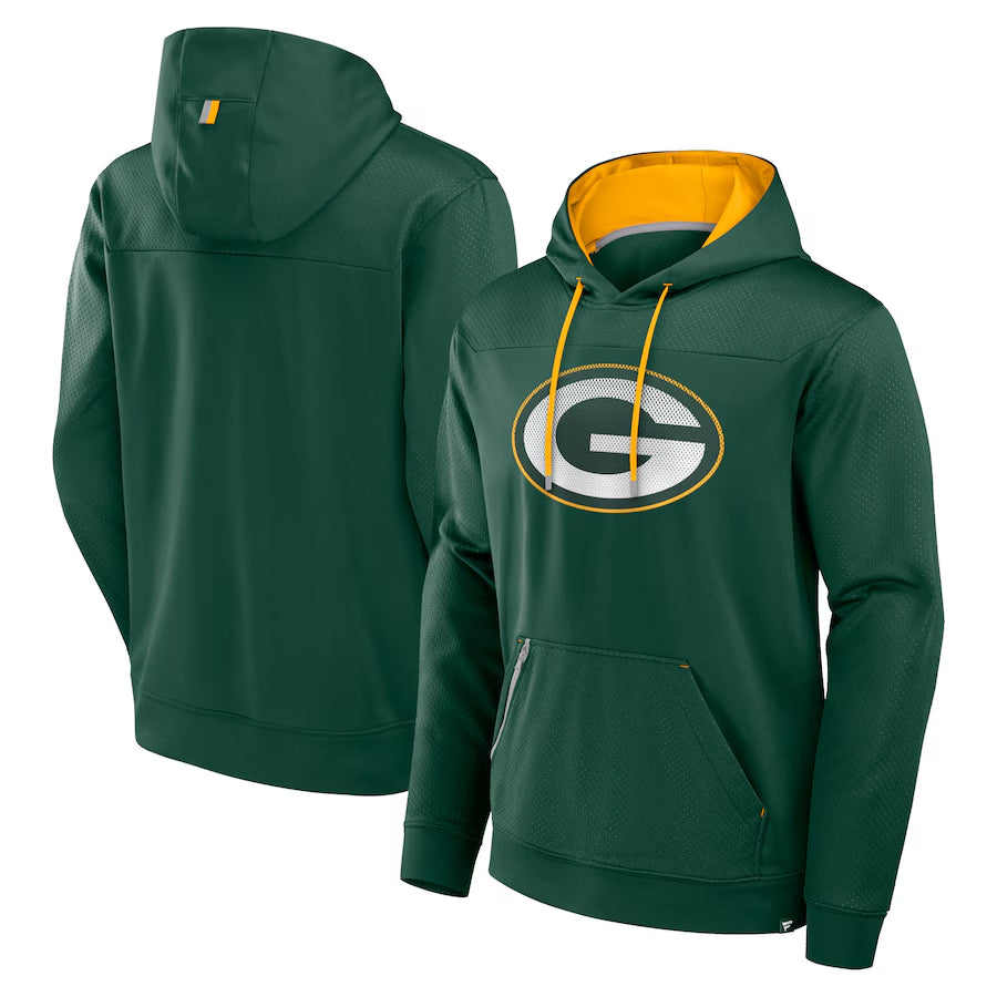 Fenge Custom GB.Packers Green Defender Pullover Hoodie Game Stitched Jerseys