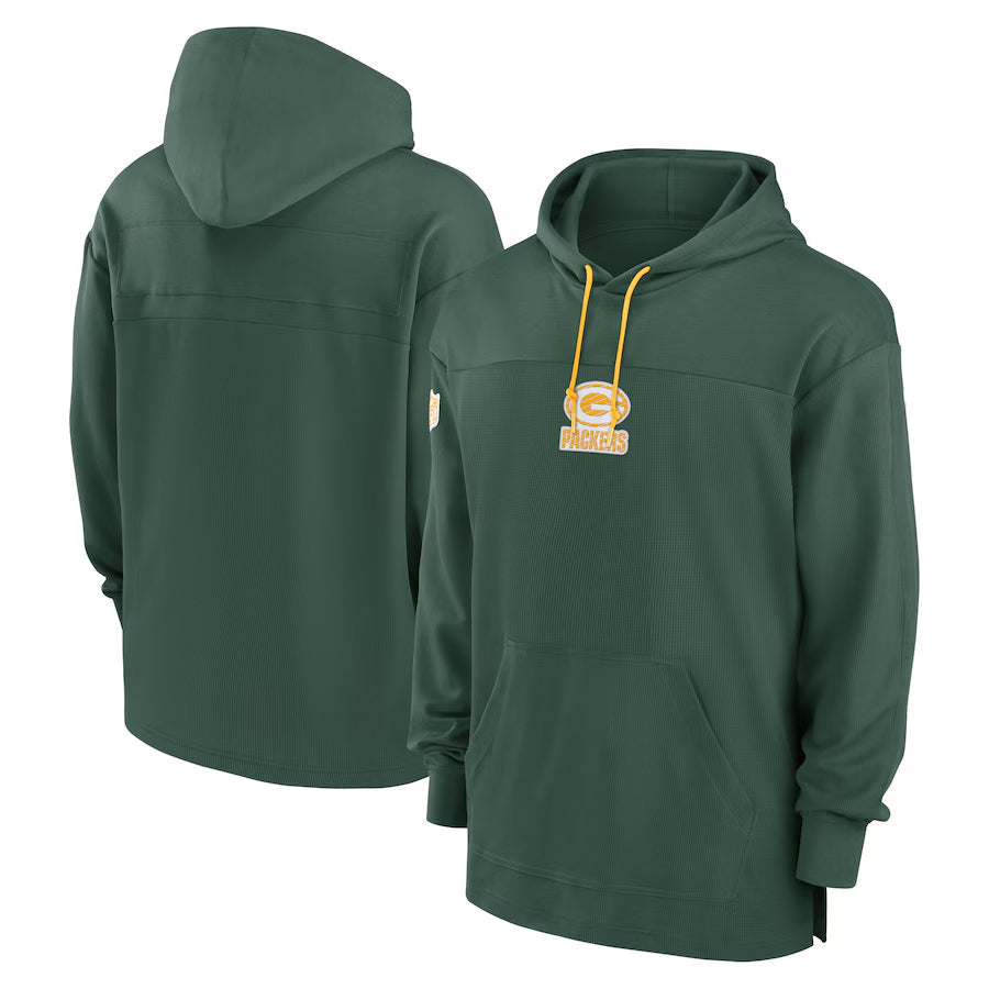 Fenge Custom GB.Packers Green Sideline Pullover Hoodie Stitched Jerseys