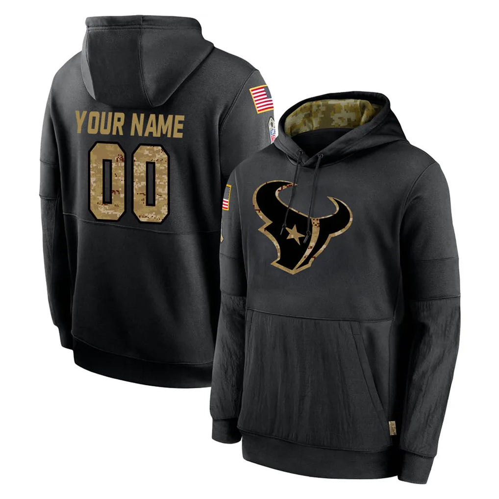 Fenge Custom H.Texans Black Salute to Service Hoodies Limited Game Any Name & Numbers Stitched Jerseys