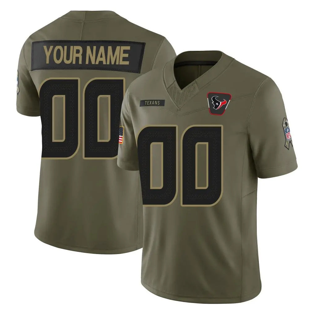 Fenge Custom H.Texans Olive 2025 Salute To Service Limited Game Any Name & Numbers Stitched Jerseys
