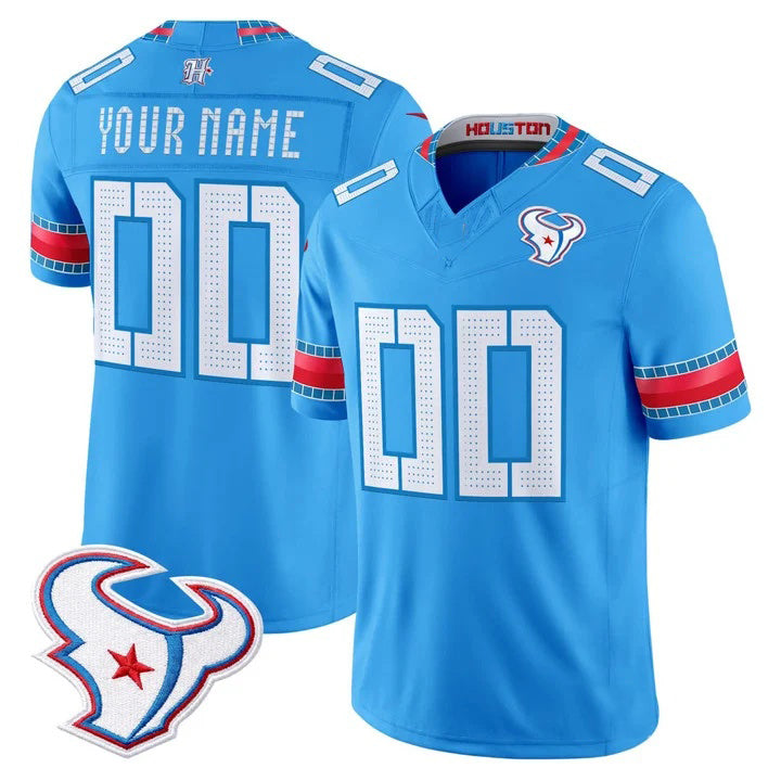 Fenge Custom H.Texans Rivalries Blue Jersey - All Stitched