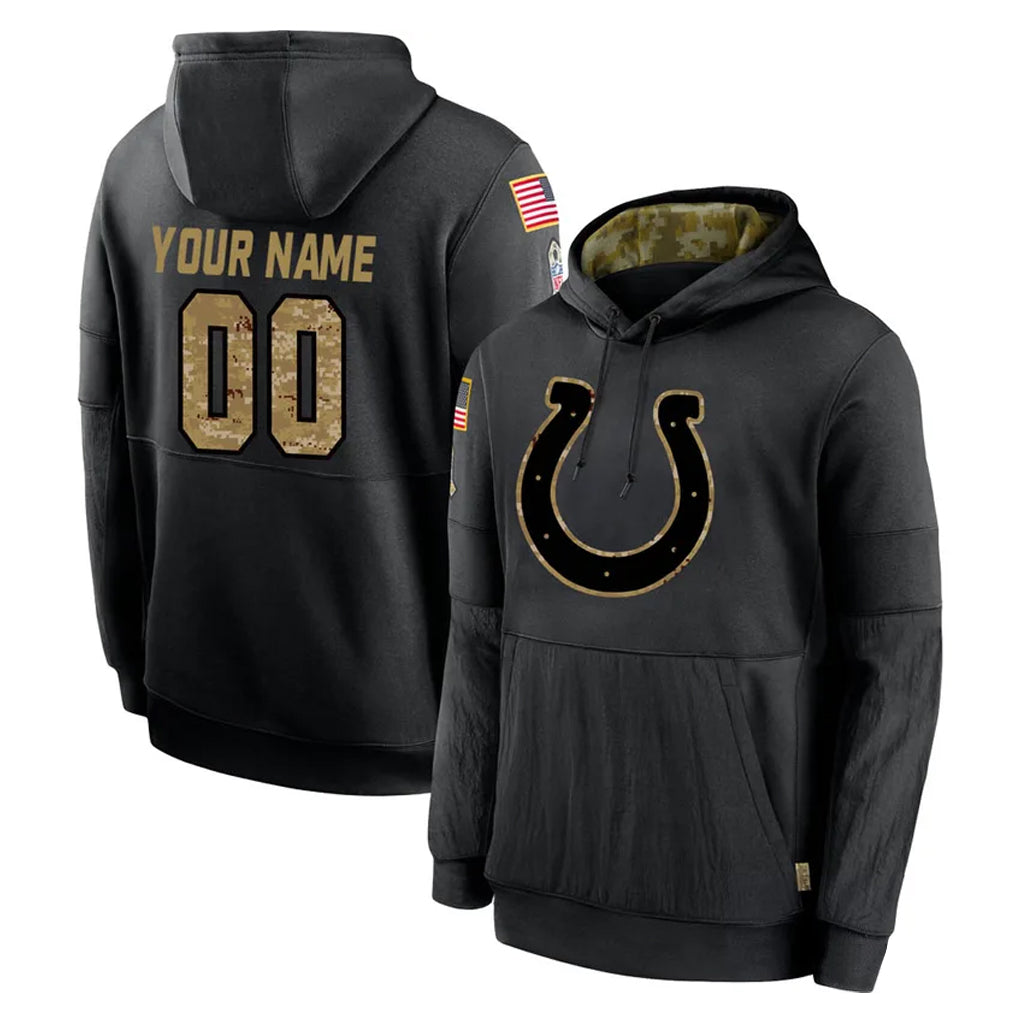 Fenge Custom IN.Colts Black Salute to Service Hoodies Limited Game Any Name & Numbers Stitched Jerseys