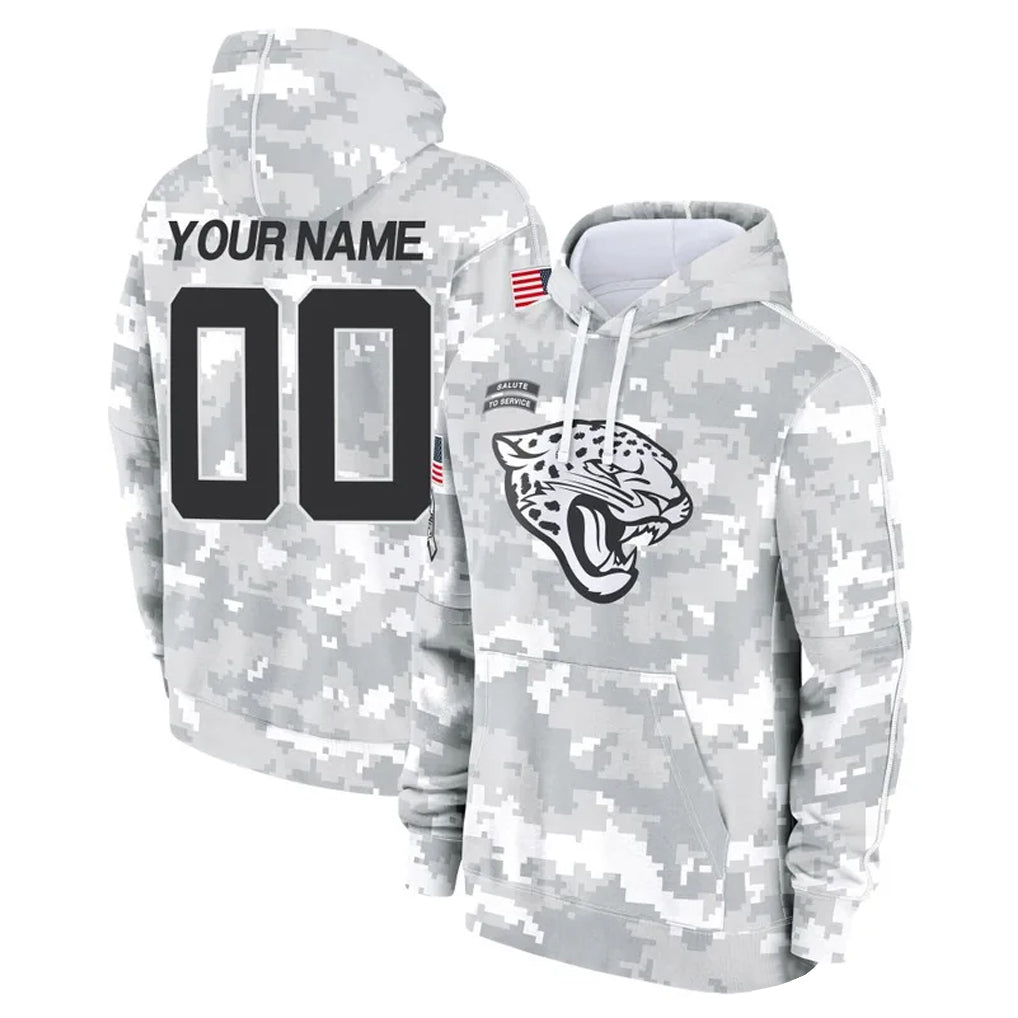 Fenge Custom J.Jaguars Arctic Camo Salute to Service Hoodies Limited Game Any Name & Numbers Stitched Jerseys