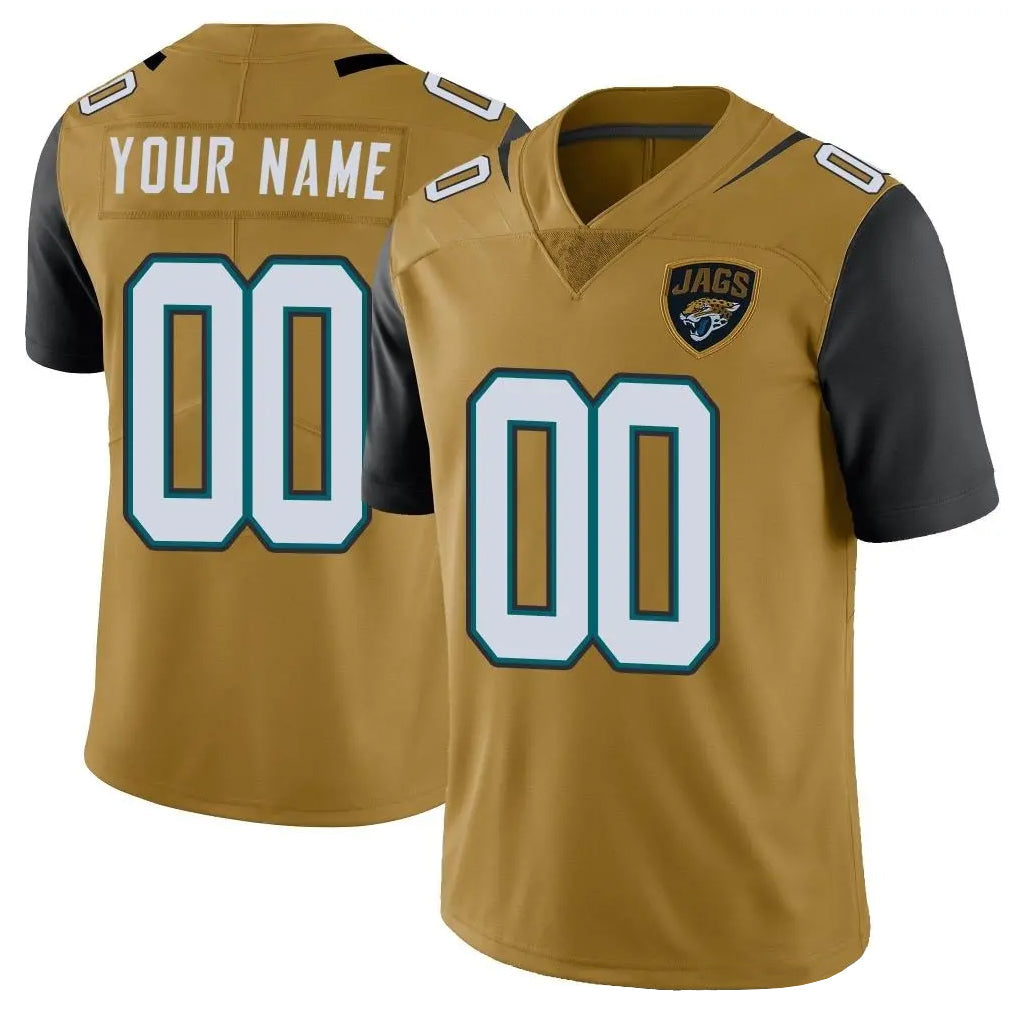 Fenge Custom J.Jaguars Gold Vapor Limited Home Game Any Name & Numbers Stitched Jerseys