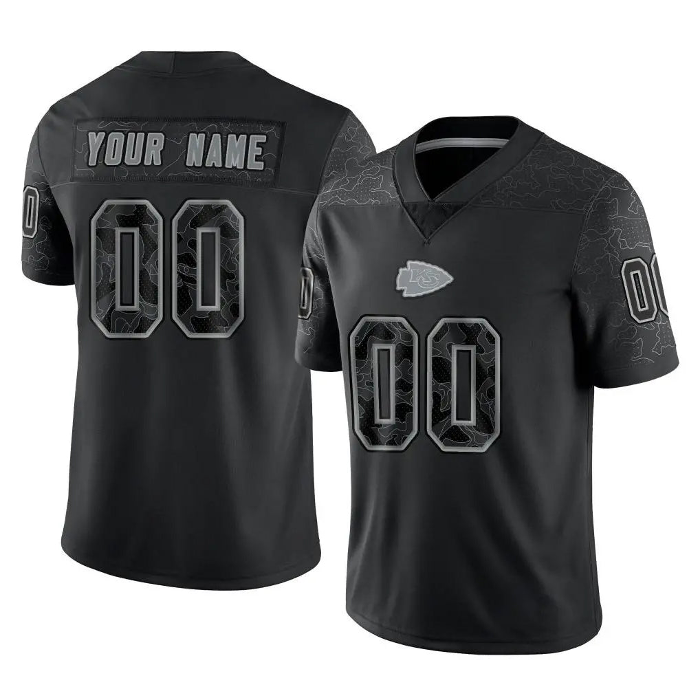 Fenge Custom KC.Chiefs Black Limited Reflective Game Any Name & Numbers Stitched Jerseys