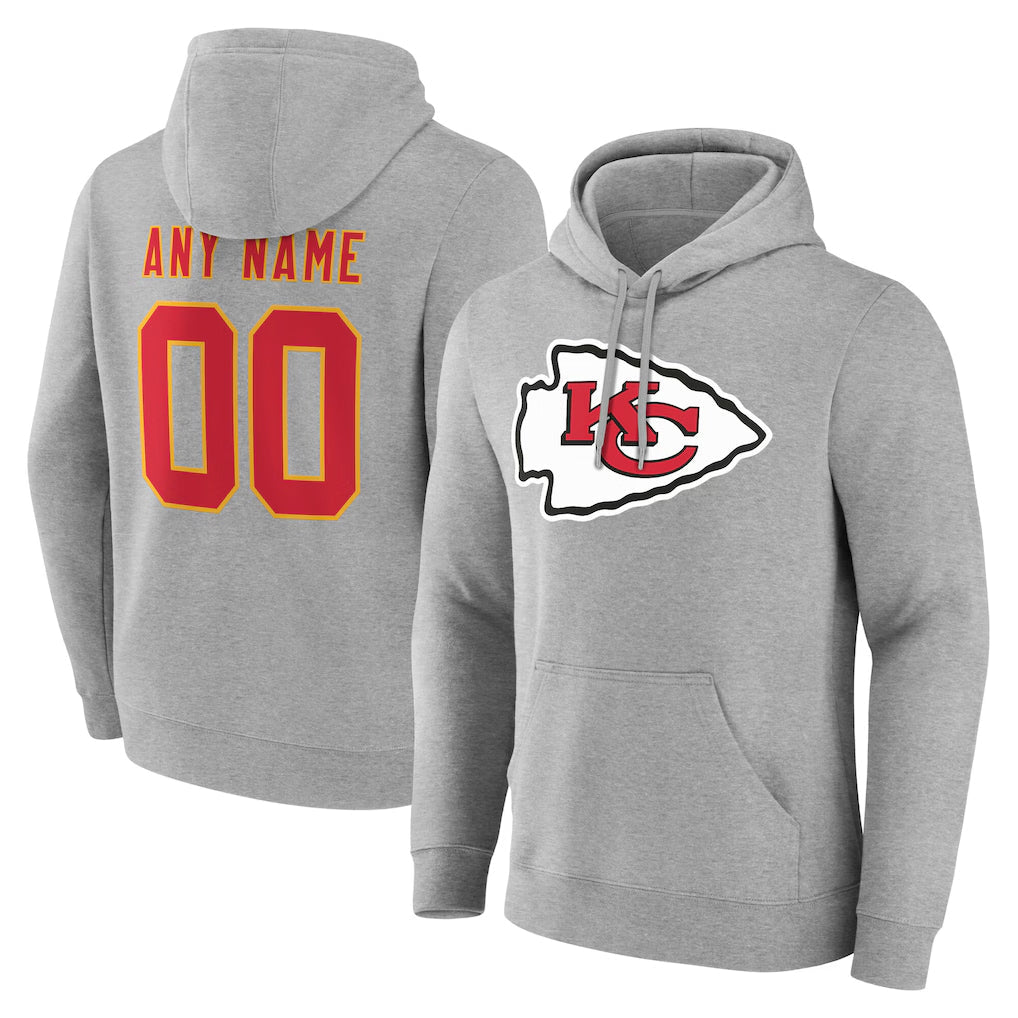 Fenge Custom KC.Chiefs Gray Pullover Hoodies Limited Any Name & Numbers Stitched Jerseys