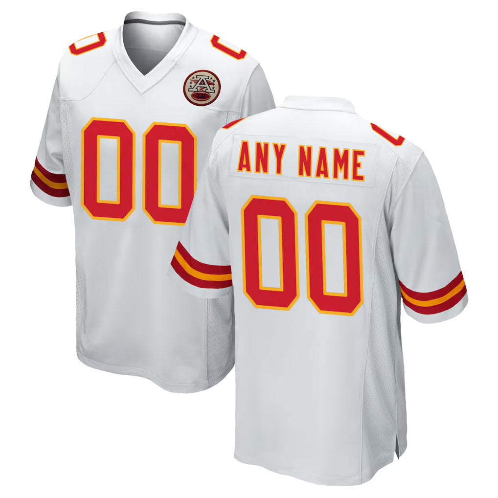 Fenge Custom KC.Chiefs White Home Game Any Name & Numbers Stitched Jerseys