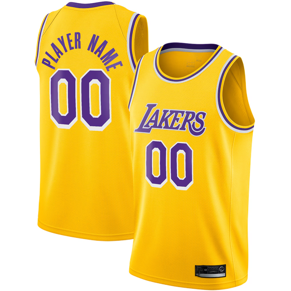 Fenge Custom LA.Lakers Gold 2020-2021 Swingman Stitched Jerseys - Icon Edition