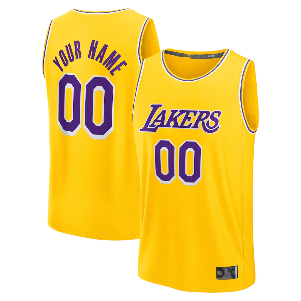 Fenge Custom LA.Lakers Gold Fast Break Stitched Jerseys - Icon Edition