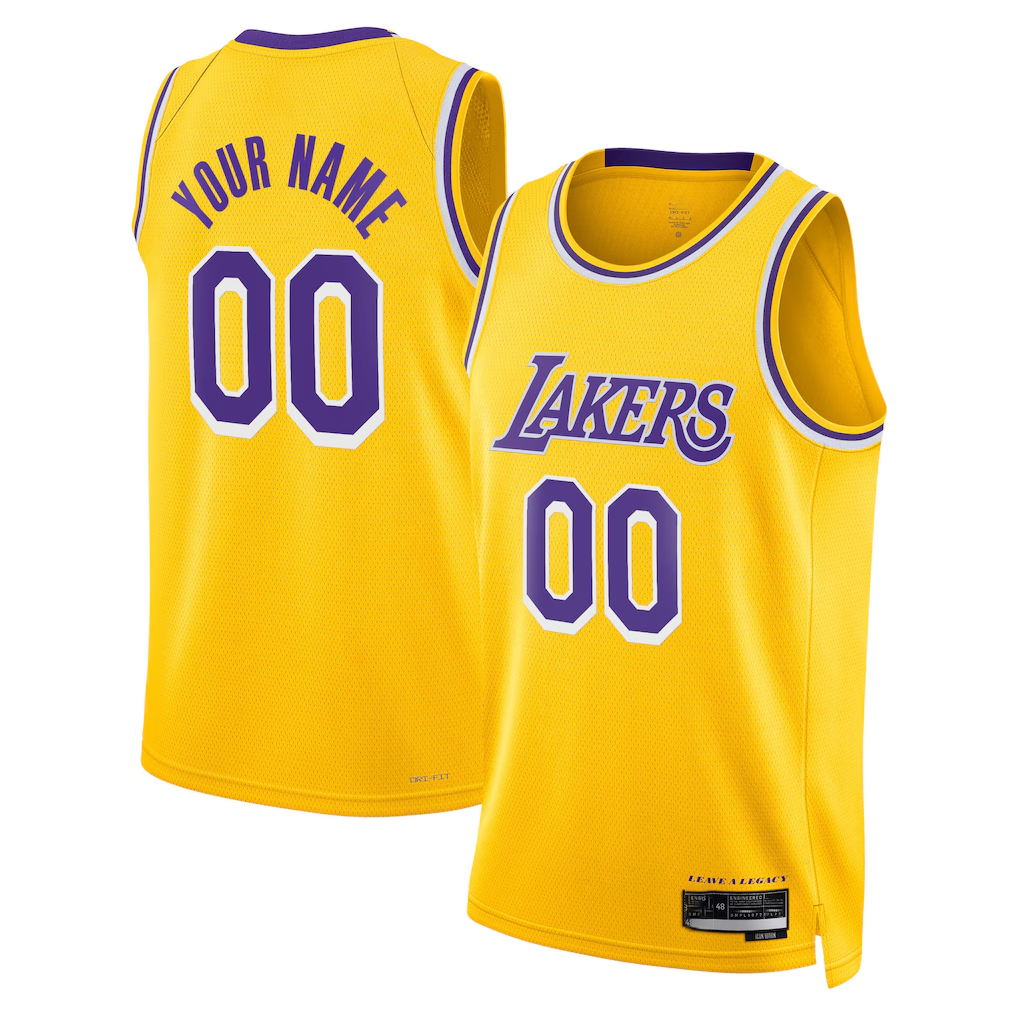 Fenge Custom LA.Lakers Gold Swingman Stitched Jerseys - Icon Edition