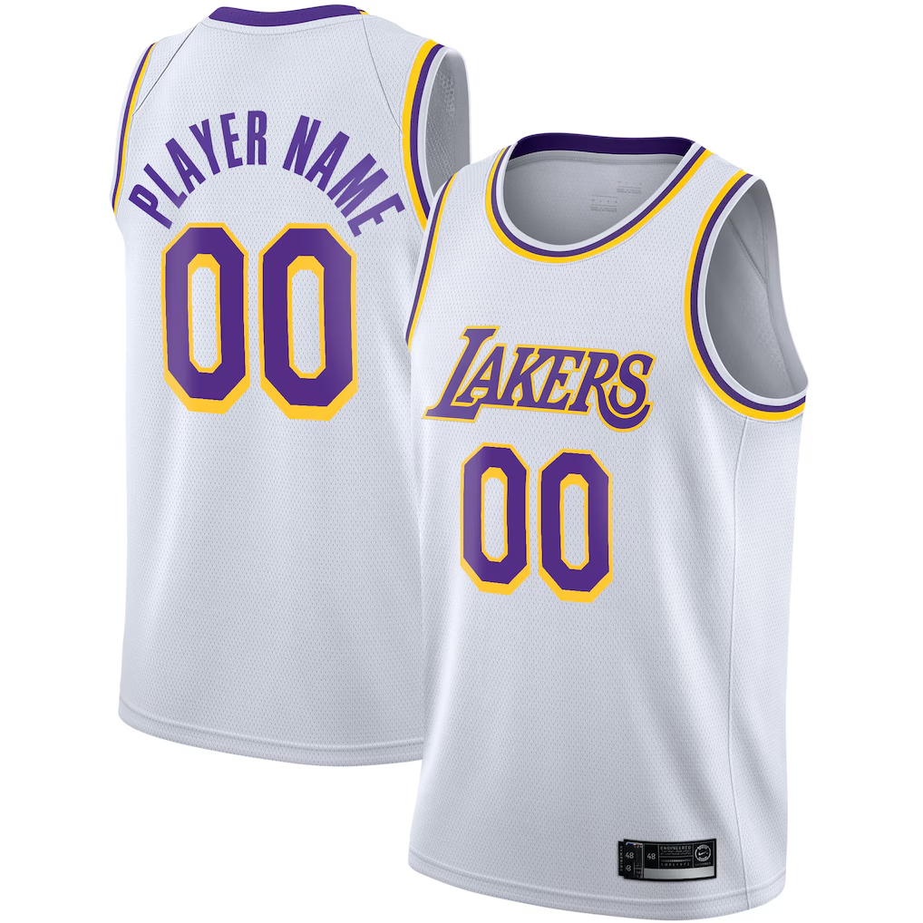 Fenge Custom LA.Lakers White 2020-2021 Swingman Stitched Jerseys - Association Edition