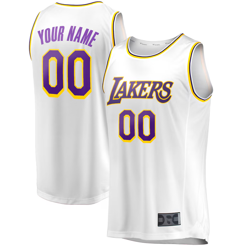 Fenge Custom LA.Lakers White Fast Break Replica Stitched Jerseys - Association Edition