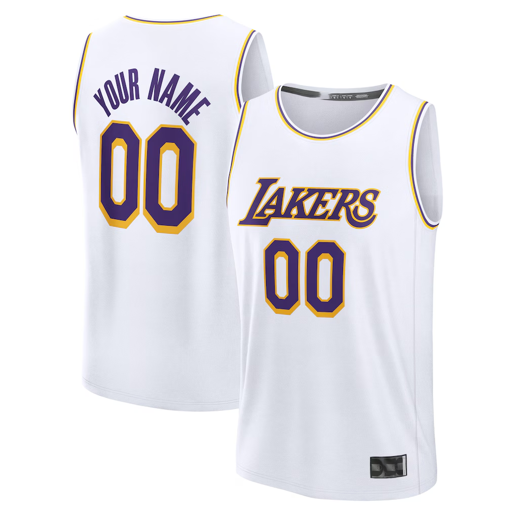 Fenge Custom LA.Lakers White Fast Break Replica Stitched Jerseys - Association Edition