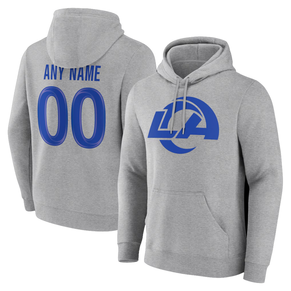 Fenge Custom LA.Rams Light Gray Pullover Hoodie Limited Game Any Name & Numbers Stitched Jerseys
