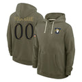 Fenge Custom LA.Rams Olive Salute to Service Pullover Hoodies Limited Any Name & Numbers Stitched Jerseys