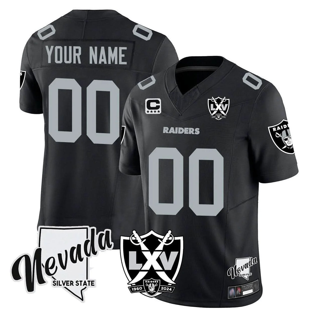 Fenge Custom LV.Raiders Black 65th Anniversary Vapor Limited Home Game Any Name & Numbers Stitched Jerseys
