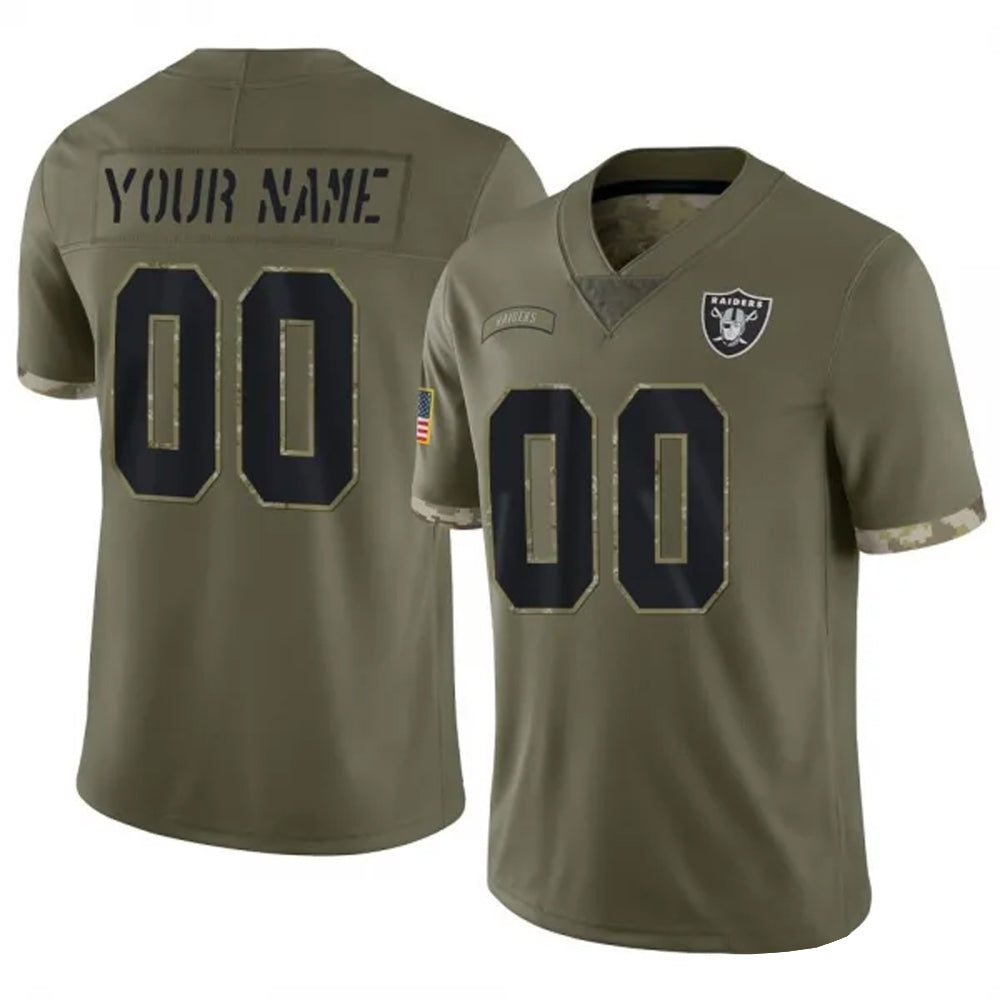 Fenge Custom LV.Raiders  Salute To Service Olive Stitched Jerseys