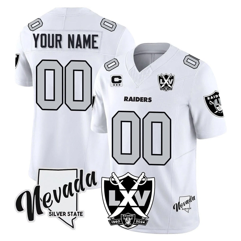 Fenge Custom LV.Raiders White 2026 Vapor Limited 65th Anniversary Home Game Any Name & Numbers Stitched Jerseys