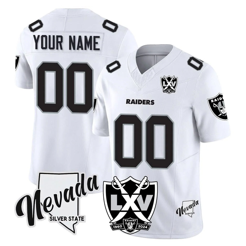 Fenge Custom LV.Raiders White 65th Anniversary Vapor Limited Home Game Any Name & Numbers Stitched Jerseys