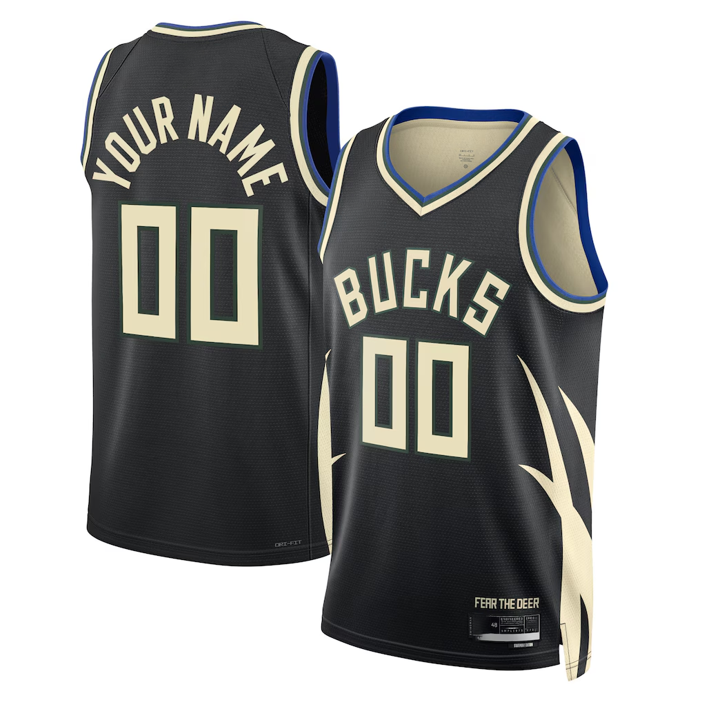 Fenge Custom M.Bucks Black 2022-23 Swingman Jerseys - Statement Edition