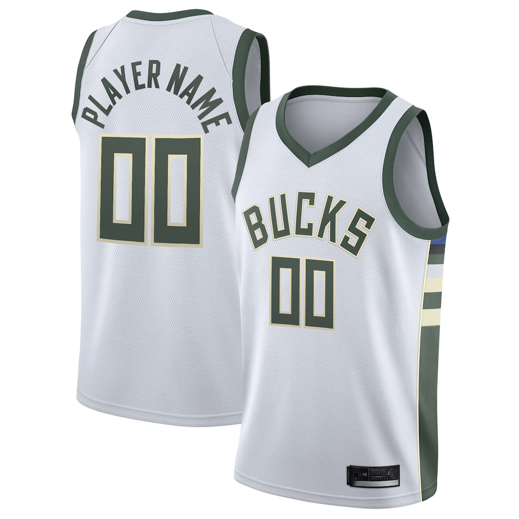 Fenge Custom M.Bucks White 2020-21 Swingman Custom Jerseys - Association Edition