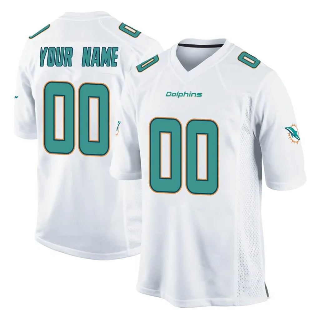 Fenge Custom M.Dolphins White Home Game Any Name & Numbers Stitched Jerseys