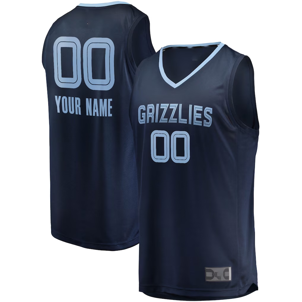 Fenge Custom M.Grizzlies Navy Fast Break Replica Stitched Jerseys- Icon Edition