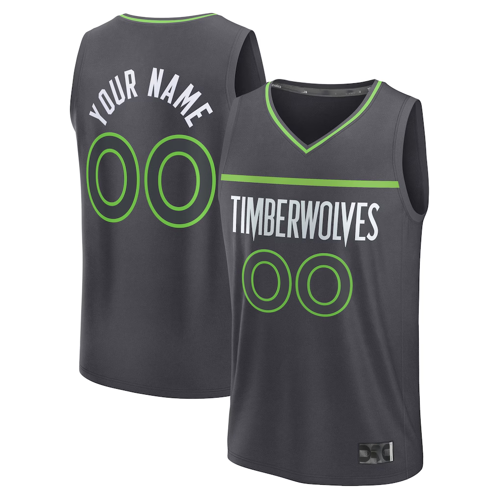 Fenge Custom M.Timberwolves Anthracite Fast Break Stitched Jerseys- Icon Edition