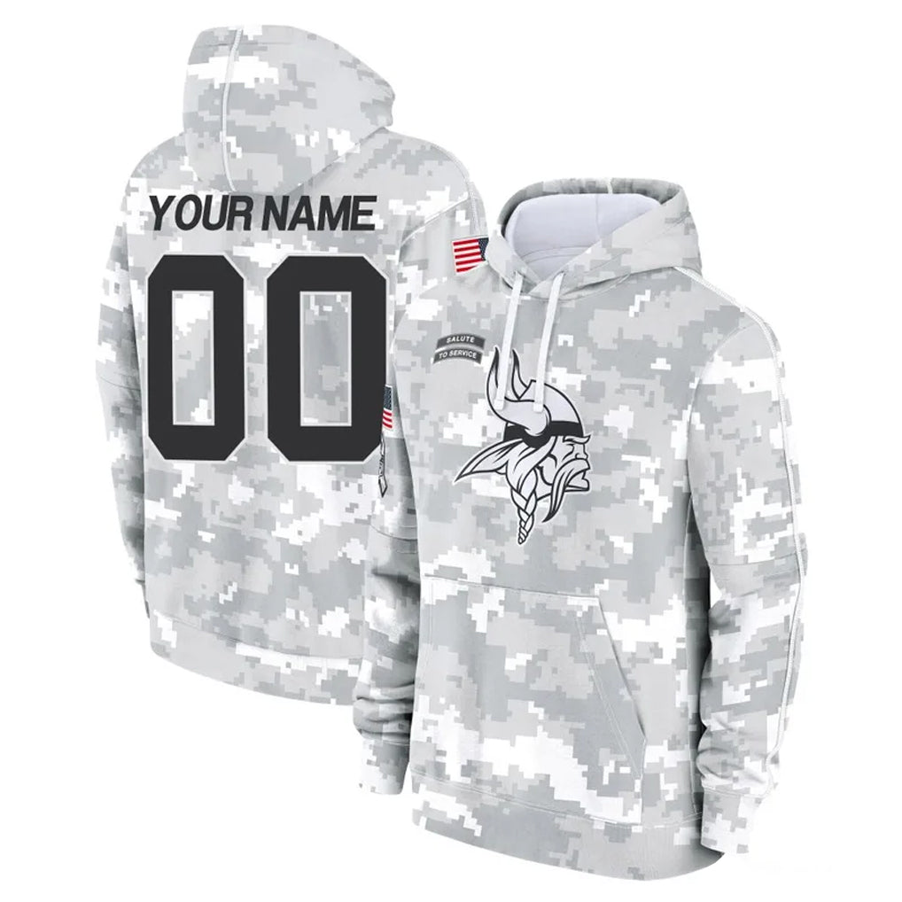 Fenge Custom MN.Vikings Arctic Camo Salute to Service Hoodies Limited Game Any Name & Numbers Stitched Jerseys