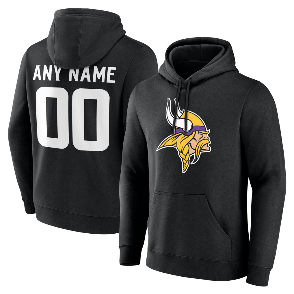 Fenge Custom MN.Vikings Black LOGO Pullover Hoodies Limited Any Name & Numbers Stitched Jerseys