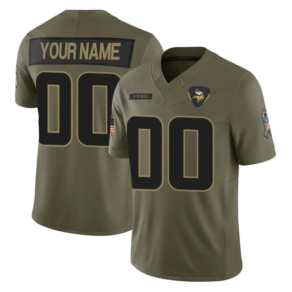 Fenge Custom MN.Vikings Olive 2025 Salute To Service Limited Game Any Name & Numbers Stitched Jerseys