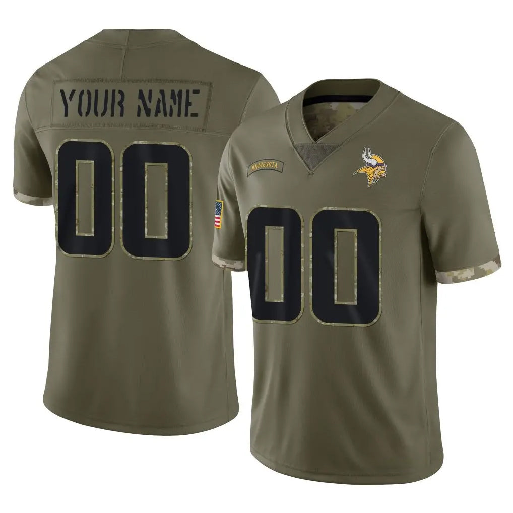 Fenge Custom MN.Vikings Olive Salute To Service Limited Any Name & Numbers Stitched Jerseys
