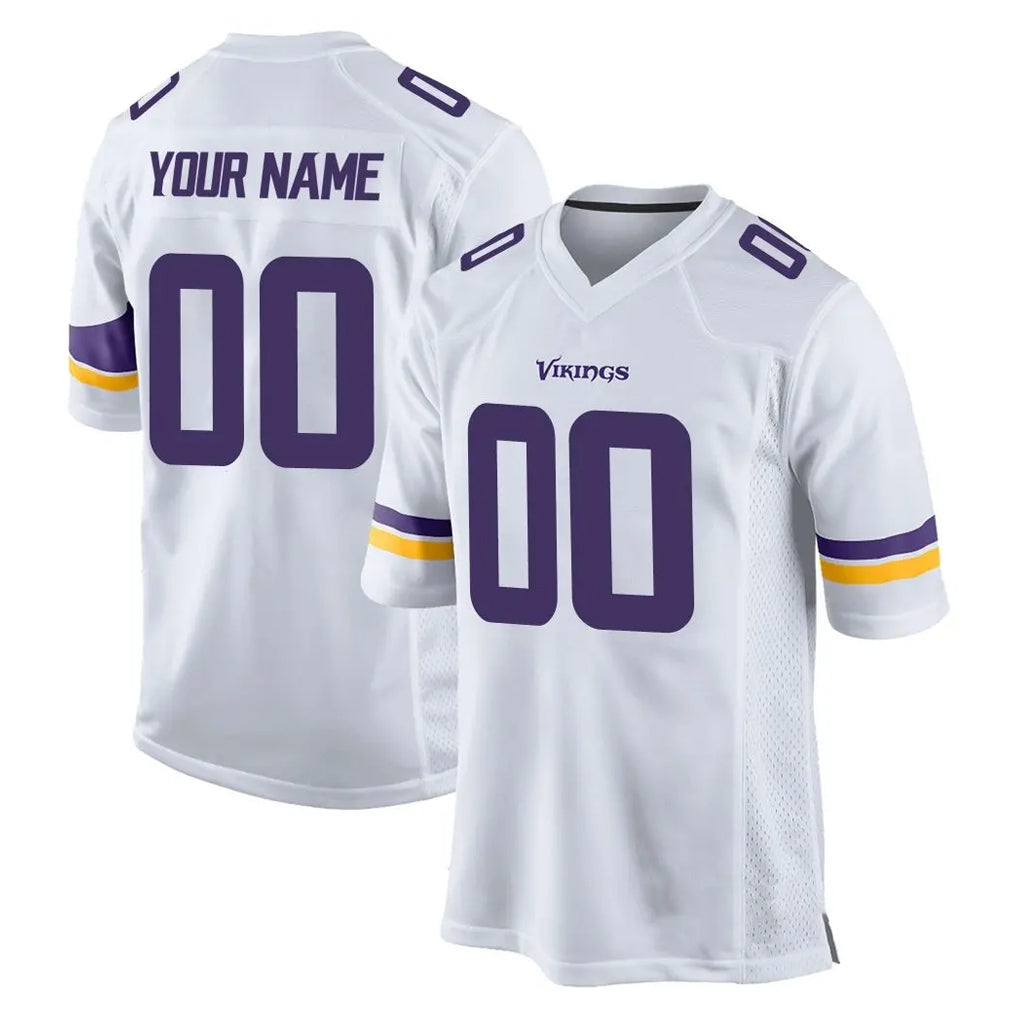 Fenge Custom MN.Vikings White Home Game Any Name & Numbers Stitched Jerseys