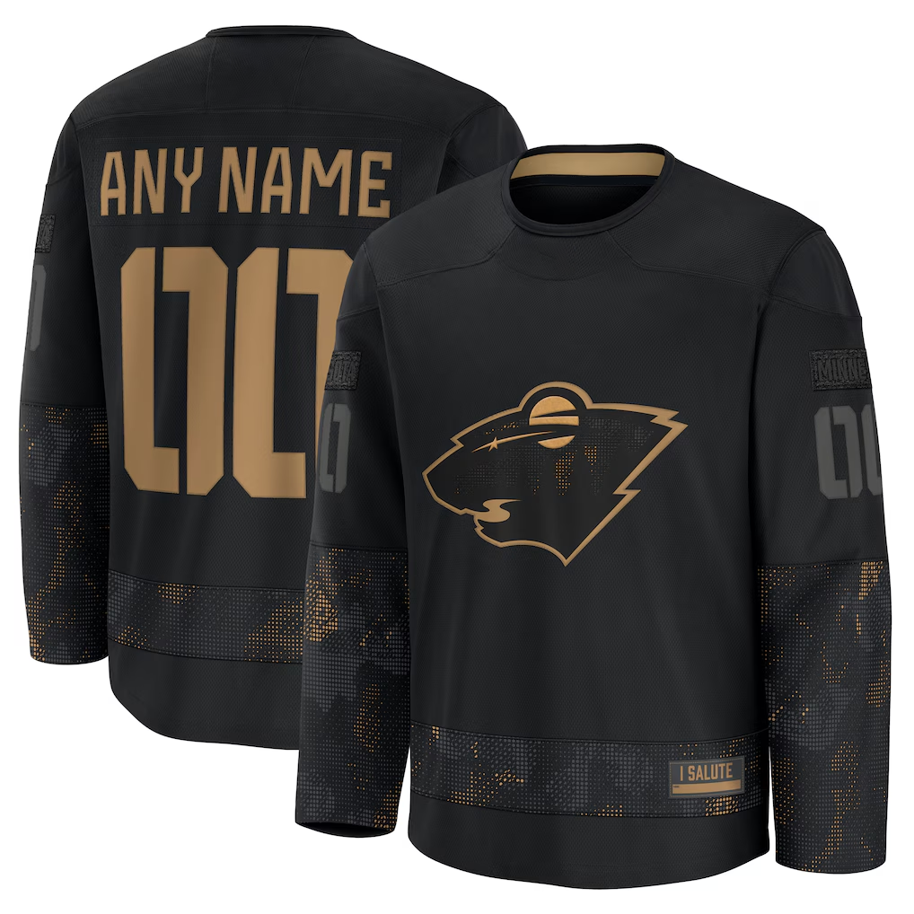 Fenge Custom M.Wild Black 2024 Military Appreciation Practice Jerseys