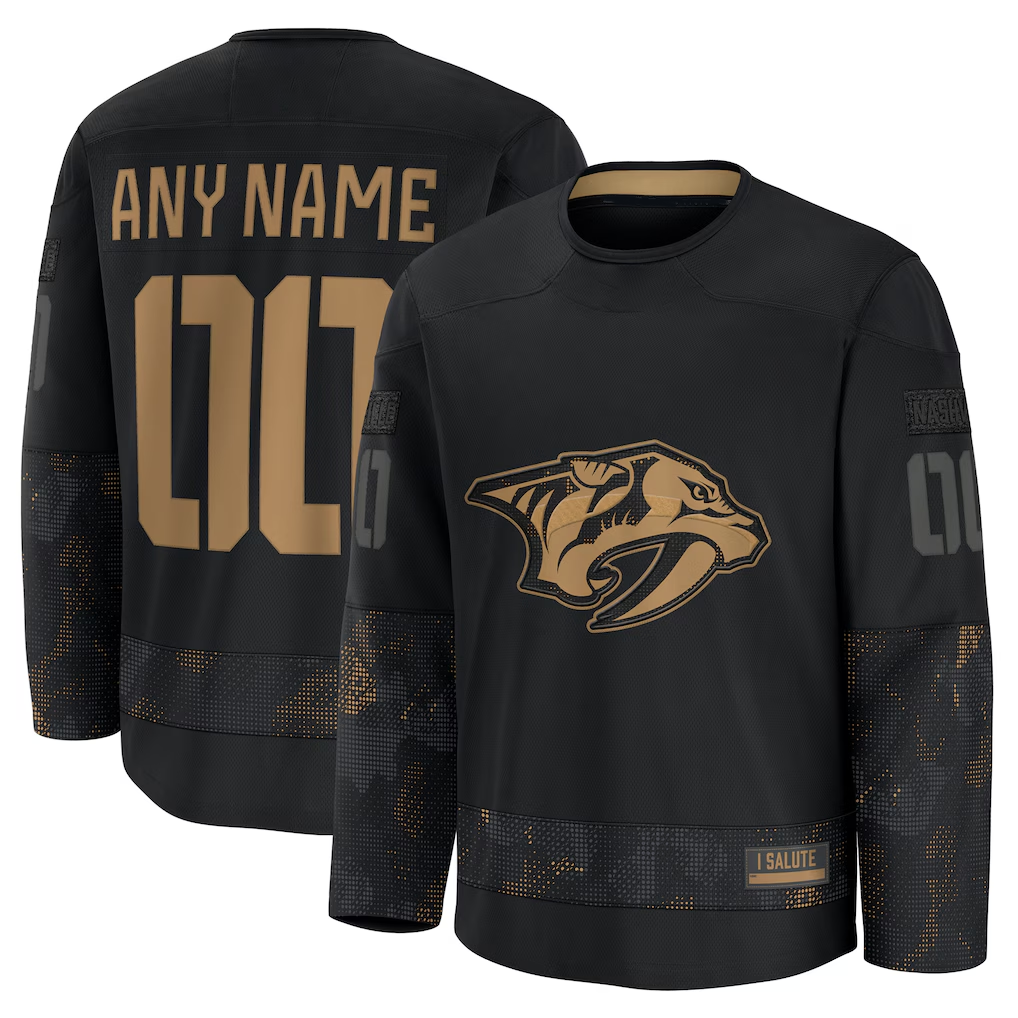 Fenge Custom N.Predators Black 2024 Military Appreciation Practice Jerseys