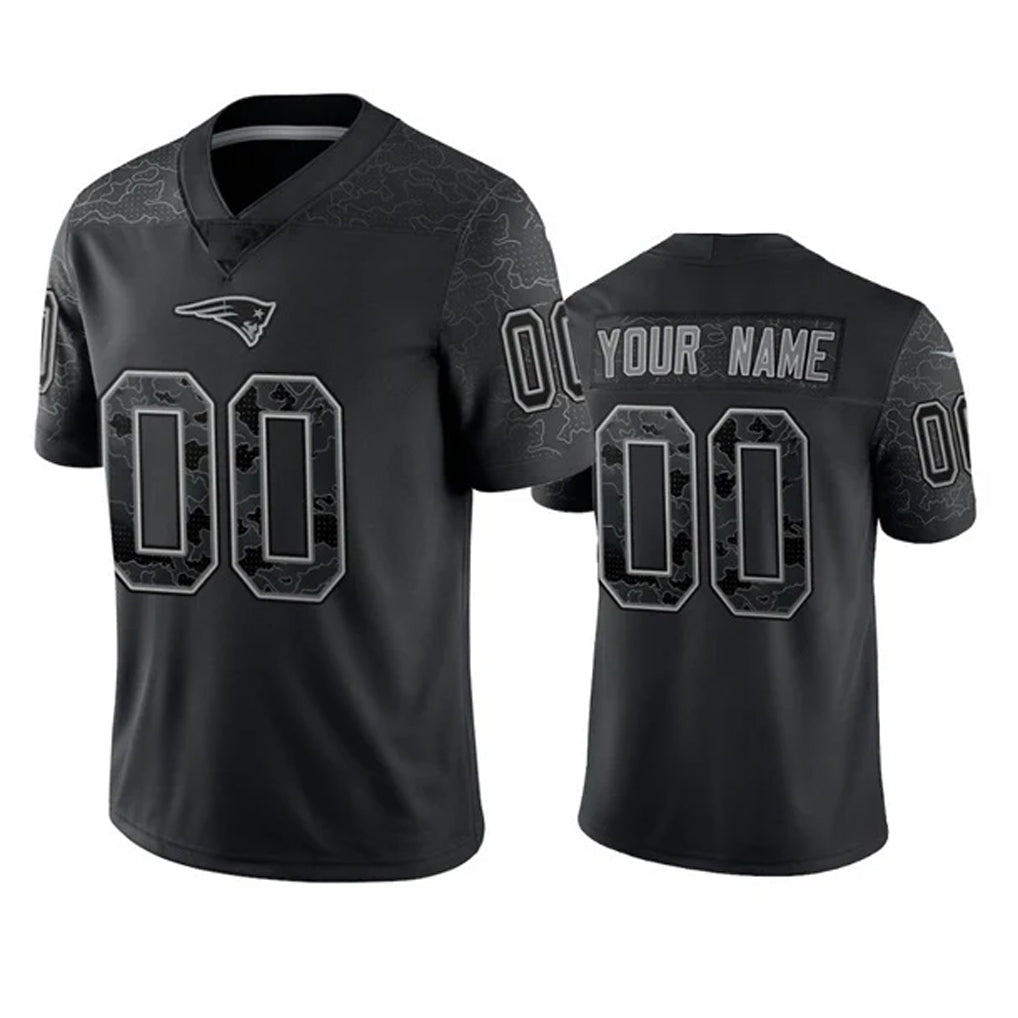 Fenge Custom NE.Patriots Black Reflective LImited Home Game Any Name & Numbers Stitched Jerseys