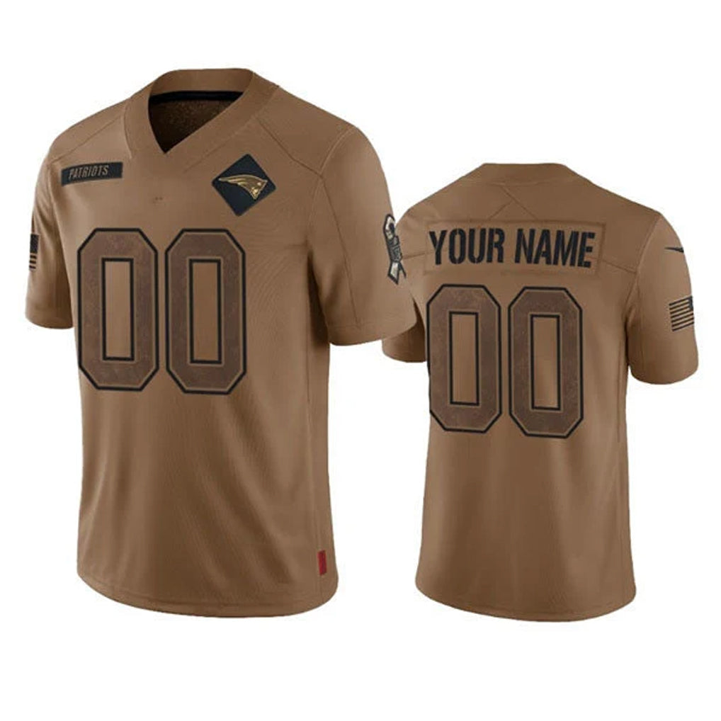 Fenge Custom NE.Patriots Brown Salute To Service Limited Any Name & Numbers Stitched Jerseys
