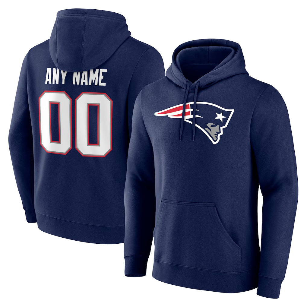 Fenge Custom NE.Patriots Navy LOGO Pullover Hoodies Home Game Any Name & Numbers Stitched Jerseys