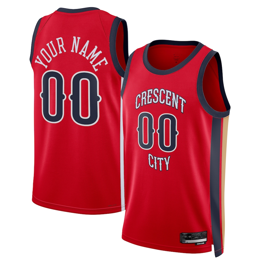 Fenge Custom NO.Pelicans Jordan Brand Red Swingman Stitched Jerseys- Statement Edition