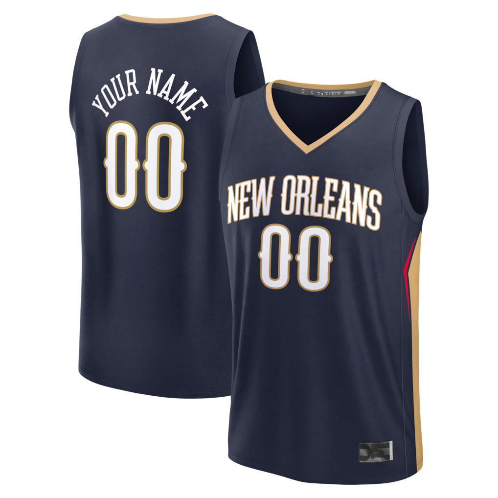 Fenge Custom NO.Pelicans Navy Fast Break Stitched Jerseys- Icon Edition