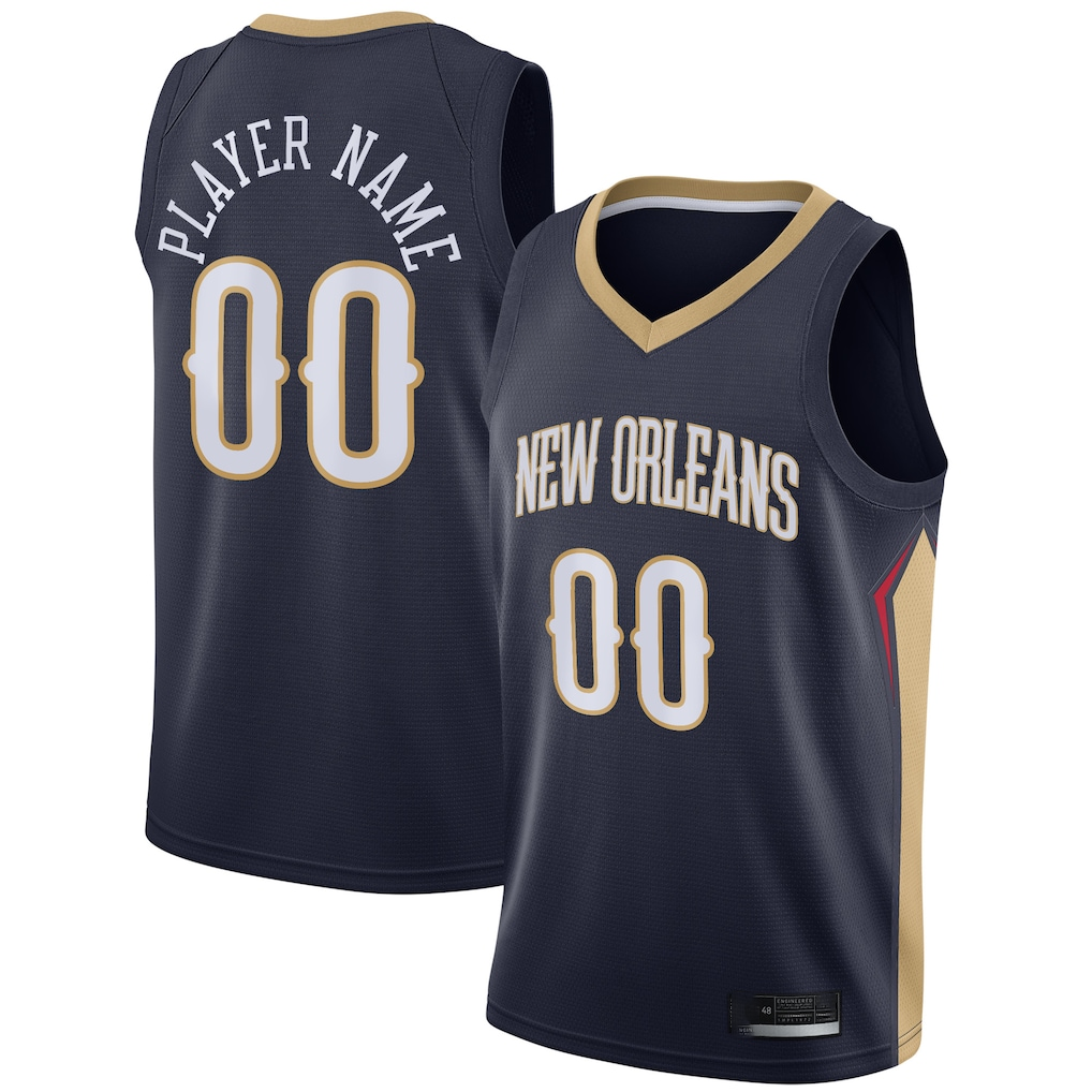 Fenge Custom NO.Pelicans Navy Swingman Stitched Jerseys- Icon Edition