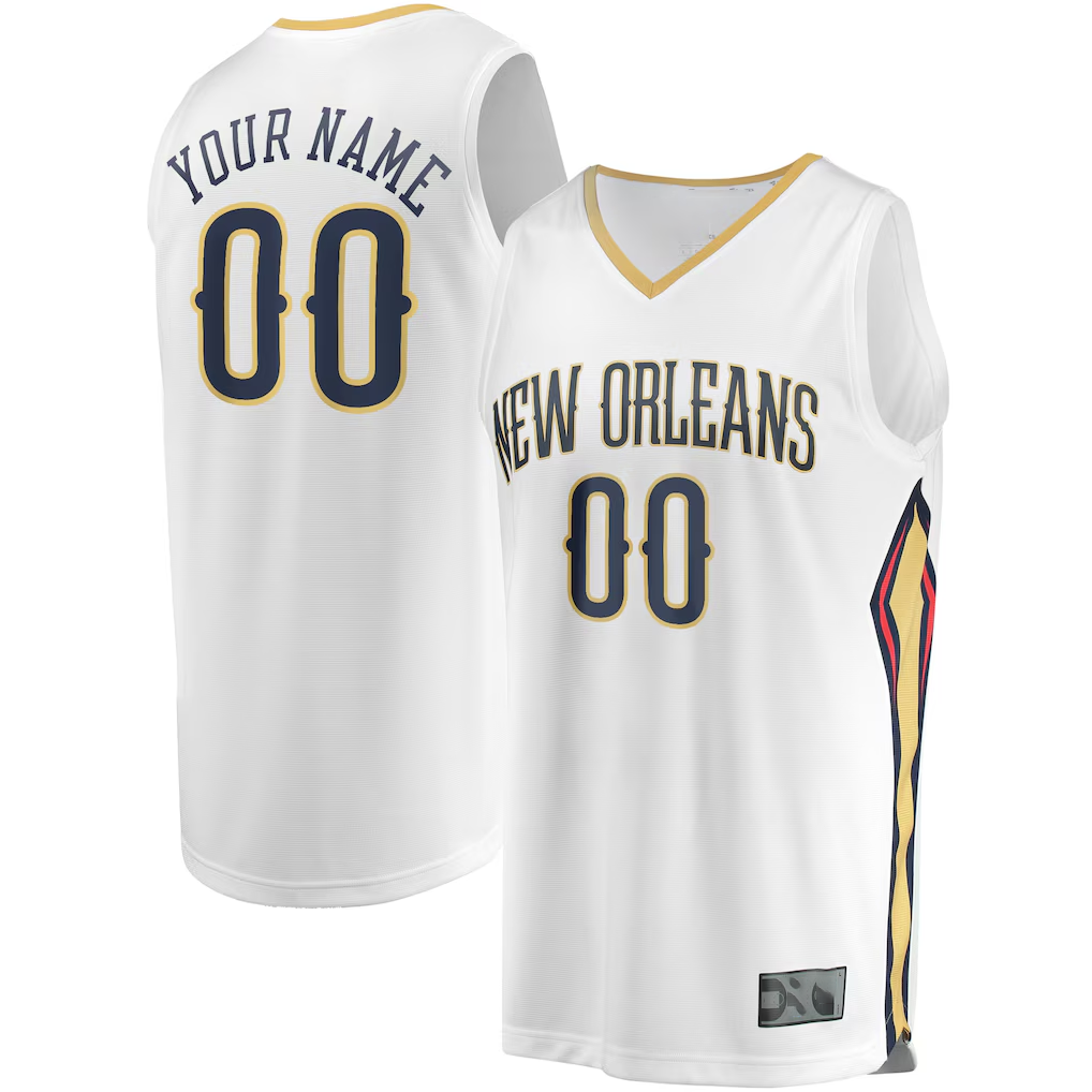 Fenge Custom NO.Pelicans White Fast Break Stitched Jerseys- Association Edition