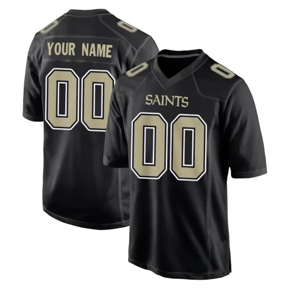 Fenge Custom NO.Saints Black Carbon Fashion Home Game Any Name & Numbers Stitched Jerseys