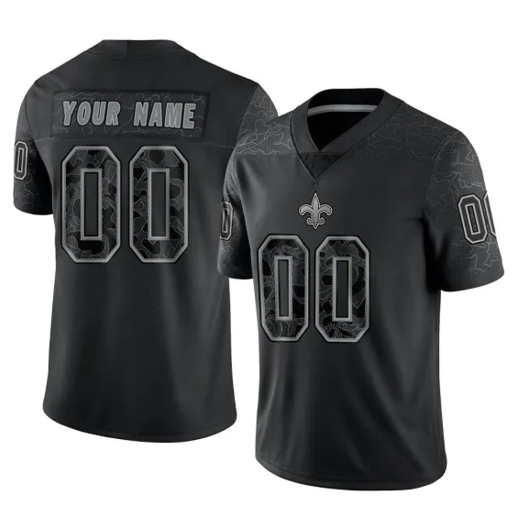 Fenge Custom NO.Saints Black Limited Reflective Home Game Any Name & Numbers Stitched Jerseys
