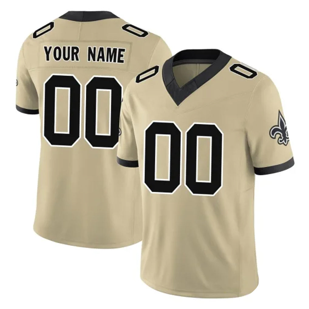 Fenge Custom NO.Saints Gold Limited Vapor F.U.S.E. Home Game Any Name & Numbers Stitched Jerseys
